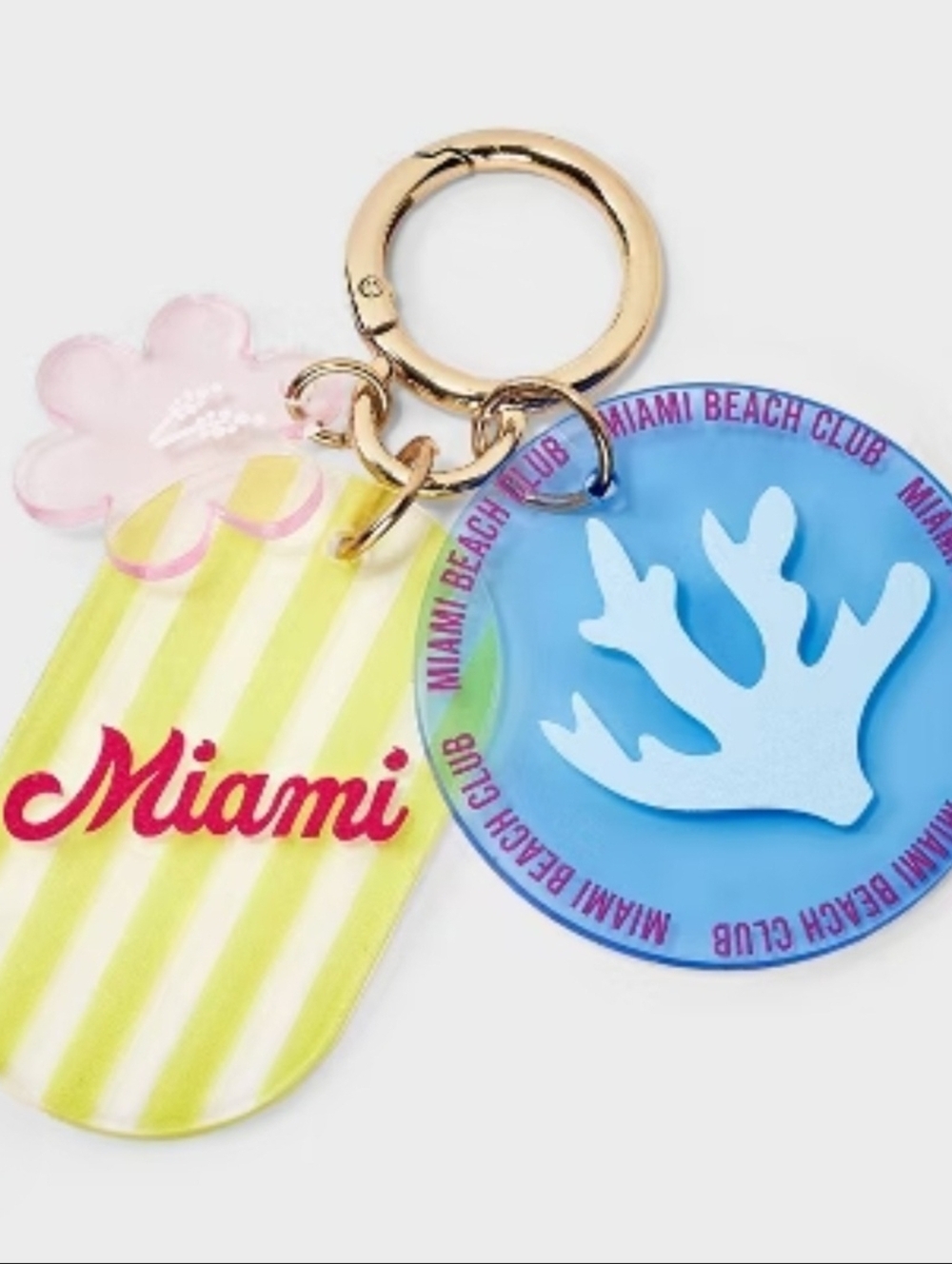 Miami Beach Club Keychain - Yellow, Blue, Pink Accents